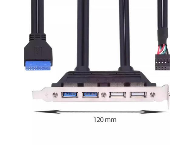0.5m USB2.0 & USB 3.0 Internal Four 4 Female Mount Panel to 9pin 19pin 20pin Motherboard Baffle Cable with PCI Bracket 50cm