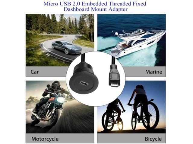 Micro USB Male to Female Flush Mount Data Connector Cable 480Mbps, for instrument panels of automobiles, ships, and motorc
