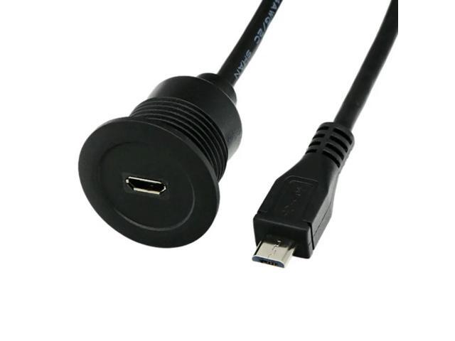 Micro USB Male to Female Flush Mount Data Connector Cable 480Mbps, for instrument panels of automobiles, ships, and motorc