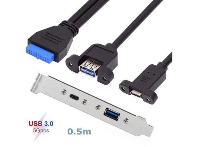 0.5m 5Gbps Rear USB 3.1 Port Expansion 20pin to TYPE-C Female and USB 3.0 Female Data Cable With Bezel on Computer Chassis