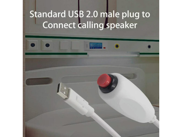 3m Nurse Call Cord Push Button to USB 2.0 Male Plug Connector Cable with Bed Sheet Clip for Nurse Station Universal Replacement