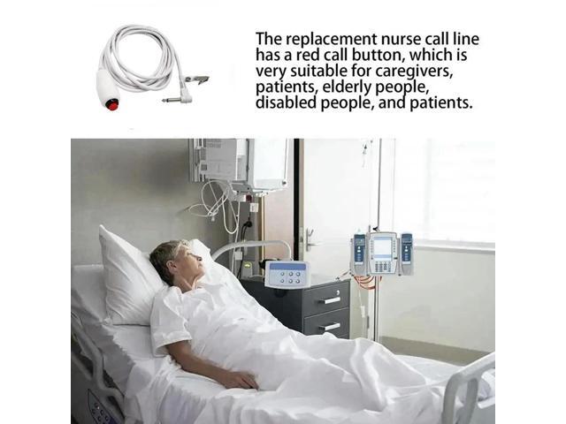 Replacement Nurse Call Cord, Red Button Momentary Call Cable for Nurse Station, 6.35mm Plug, 10 Feet (White)