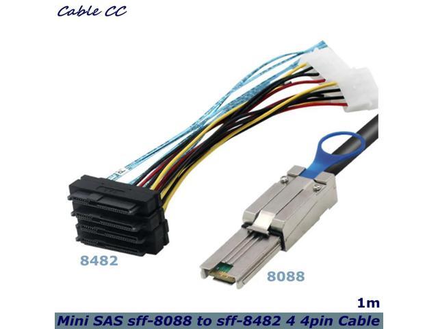 1m SFF-8088 To SFF-8482 SAS SATA Cable Mini SAS 26Pin SFF 8088 to 4 SFF 8482 SAS 29Pin SAS Cable Large 4Pin Power Cable
