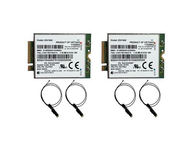 2X Em7455 LTE 4G Card+Antenna Gobi6000 FRU 00JT542 01AX756 For Thinkpad T460 T460P L560 Yuga 260 P50 P70 X260