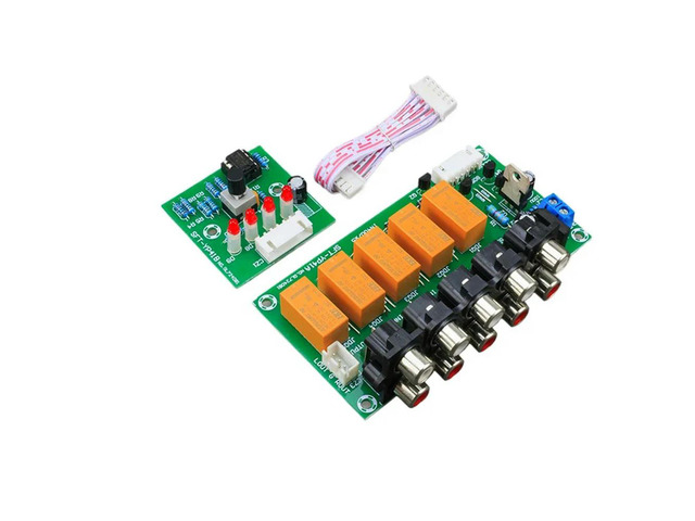 Audio switching board 4-in-1-out relay control selection amplifier chassis audio source video signal microcontroller memory