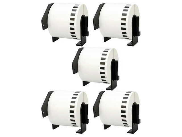 5 Roll Compatible For Brother DK22205 62Mm X 30.48M Continuous White Length Paper Tape els With Refille Cartridg