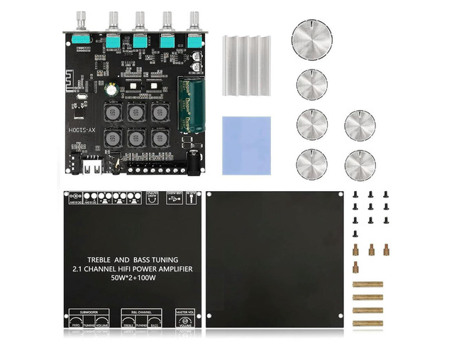 XY-S100H 2.1 channel Bluetooth audio power amplifier board module high and low tone 100W heavy subwoofer