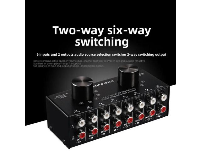 6-in 2-out Audio Source Signal Selector Switcher Headphone Speaker Switcher Bidirectional Switching 2-in 6-out Lossless