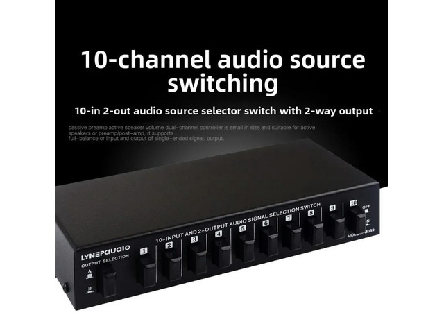 10-in 2-out Audio Signal Selector Switcher for Headphones and Speakers, Bidirectional Switching 2-in 10-out, Lossless