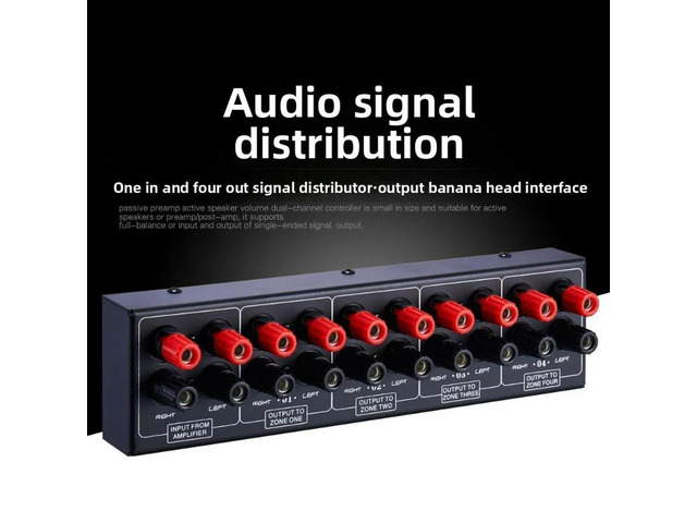 1 Input 4 OutputAmplifier and Speaker 4-Zone Audio Source Signal Distribution Panel Single Audio Input 300W Per Channel Lossless