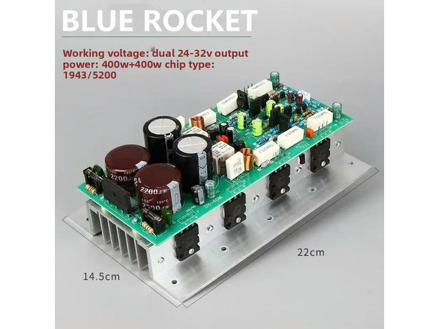 Chip 2SA1943/C5200 400W+400W Dual Channel High Power High Heat Dissipation Finished Amplifier Board