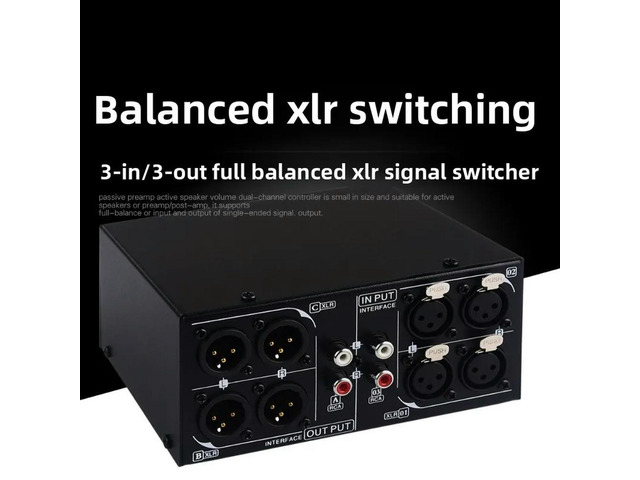 3 In 3 Out Fully Balanced XLR Signal Passive Stereo Switcher Balanced and Unbalanced Audio Converter