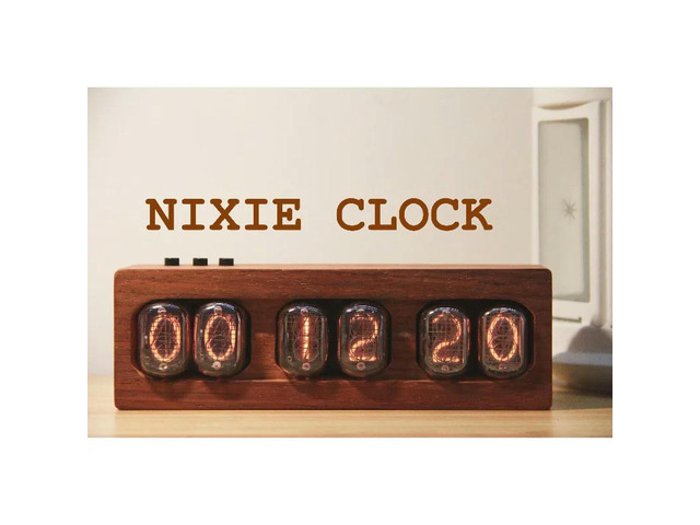 Glow Clock Electronic Tube Creative Chinese Retro IN12 African Red Rosewood DIY Ornament Natural Wood Cyberpunk