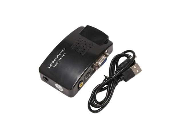 AV to VGA Adapter RCA VGA Converter PC RCA Composite S-Video AV Input to PC VGA LCD Output Converter Switch Box