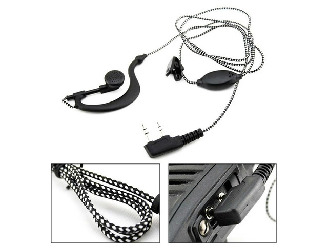 2PIN Earpiece Headset Mic for Radio Security Walkie Talkie Ear Hook Earbud Interphone for UV5R