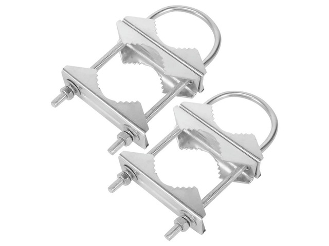 Double Antenna Mast Clamp V-Jaw Bracket U Bolts Pipe Mounting Hardware 2 Sets for Antenna TV Antenna