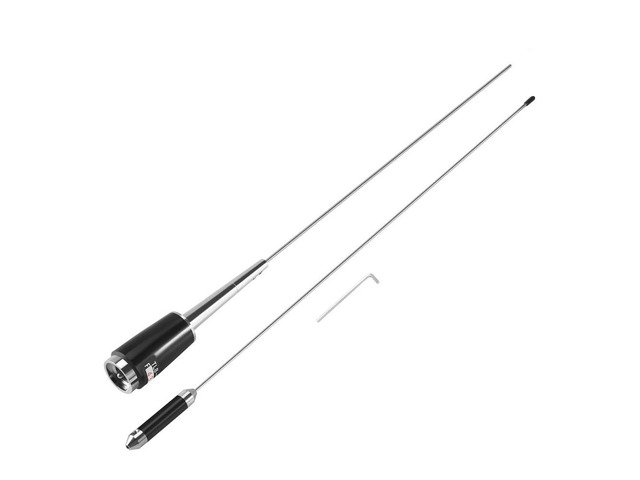 Details of the silver UHF 400-470 MHz 200W 5.5dB SL-16 PL-259 mobile car radio antenna