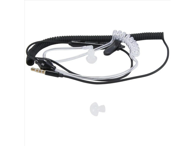 Single Side Earphone In-Ear Stereo Mono Earbud Headphones Noise Isolating Earbuds with Mic Spring Coil Reinforced Cord