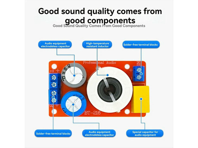 80W Audio Speaker Crossover High Low Two-Way Audio Crossover Home Speakers Filter for Center Bookshelf Speaker