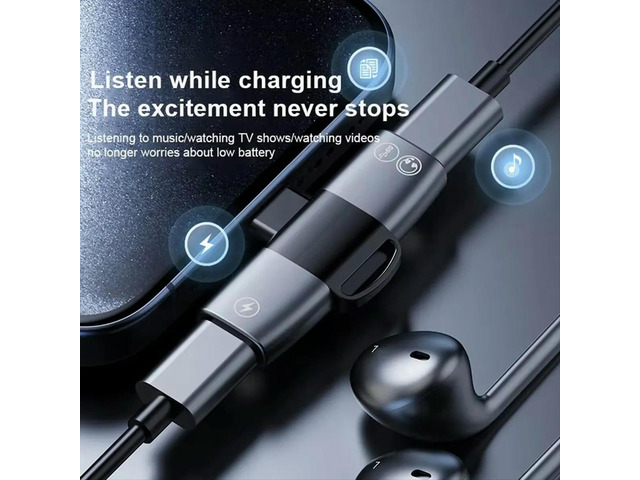 OTG 2 in 1 Double USB Type C Splitter to Type C Jack AUX Audio Headphone 15W Charger Adapter for 15 Pro B