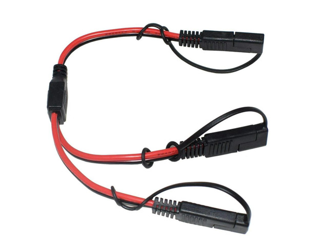 SAE Splitter Adapter 14AWG SAE DC Power Automotive Connector Cable Y Splitter 1 to 2 SAE Extension Cable with Cover