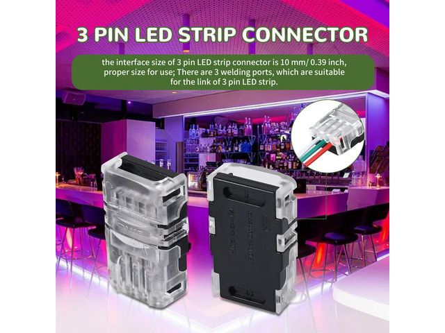 11 Pieces Tunable 3 Pin LED Strip Connectors 10mm LED Strip Light Connectors LED Strip Connector Terminal for WS2811