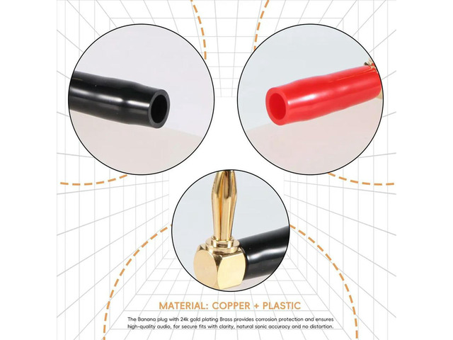 [4 Pack] Hi-end Copper Right Angle/90 Degree Type Banana Plug / Speaker Cable Connector [Banana De L]