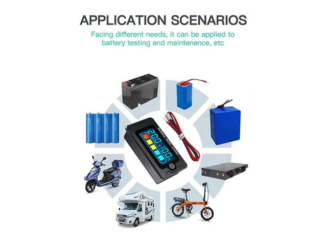 PZEM-00 Waterproof Digital LCD Voltmeter Capacity Tester Voltage Indicator DC8-100V 12V 24V 36V 48V 72V