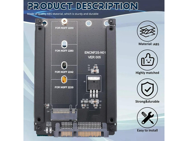 Black Case B+M Socket 2 M.2 NGFF (SATA) SSD to 2.5 SATA Adapter for 2230/2242/2260/2280mm M2 SSD