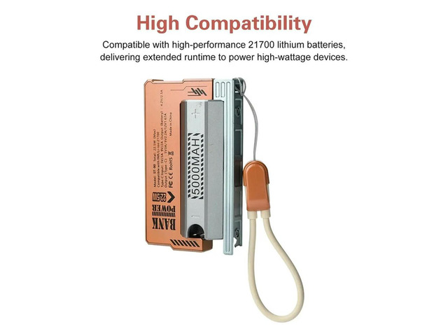 1x21700 Power Bank Case DIY Kit 22.5W Fast Charging 1 Slot 21700 Case Housing Cell Holder with Charging Wire