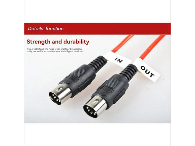 MIDI Extension Cable 5Pin Male to Male MIDI Cable for Electric Piano Guitar Instrument PC Cable 5M