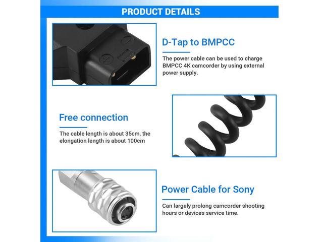D-Tap to BMPCC 4K 2 Pin Locking Power Cable for Pocket Cinema Camera 4K V Mount