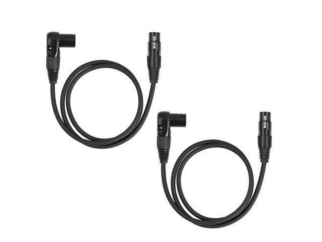 XLR Cable Right Angle 2 Pack, Male To Straight Female 1 FT 90 Degree Mic Cord For Mixer, Studio, Podcast