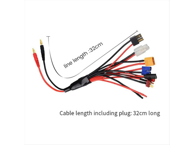 Eight in One RC Lipo Charger Splitter Cable Adapter Connector 4.0mm Banana Plug to JST Plug EC3 Futabas Tamiyas