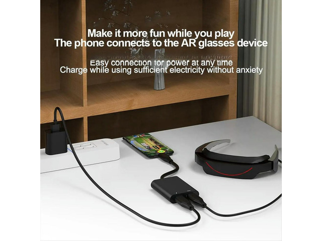 2 in 1 USB C AR Glasses Docking Hubs with PD Fast Charging and USB Two Interfaces for phones and Tablets Grey