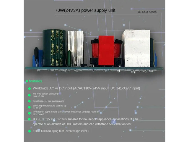 24V 3A Switching Power Board 70W Isolated Power Module AC-DC Built-in Module 110V/220V to 24V