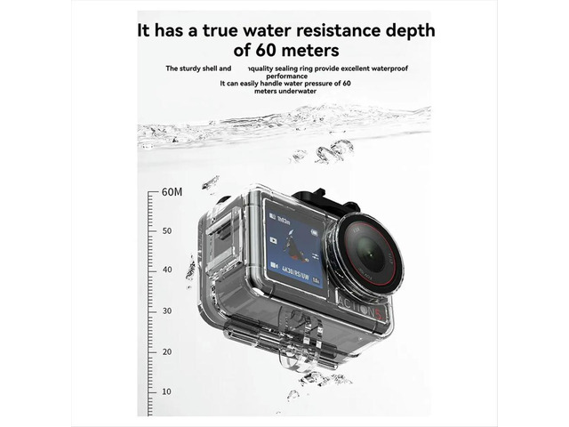 60M/196FT Waterproof Case for Action 5 Pro/4/3 Underwater Diving Housing Anti-Fog Diving Protective Shell
