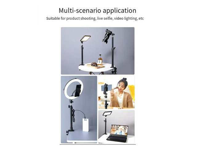 C Tripod Clamp Desk Mount Light Stand with 1/4In Ball Head Table Fixture Adjustable Camera Tabletop Bracket Stand