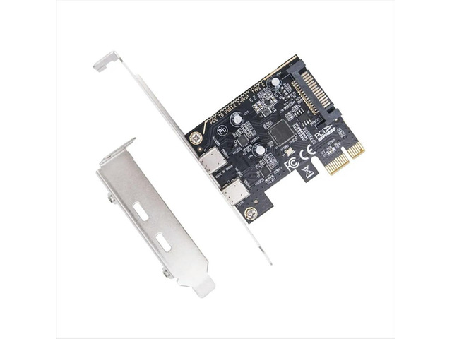 PCIE to Dual Type C Expansion Card PCI-E X1 to 2-Port TYPE-C USB 3.2 GEN1 5Gbps Convert Card ASM1042 Chip for Desktop