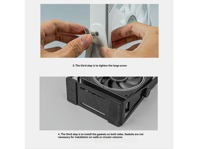 Multi-Purpose Fan Mount Stand PC Case External Cooling Fans Bracket for 120 & 140mm PC Fans, 360 Degrees Rotation White