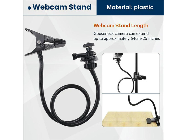 Webcam Stand 25 Inch Flexible Desk Mount Clamp Gooseneck Stand for Webcam C930E,C930,C920, C922X,C922, C925E