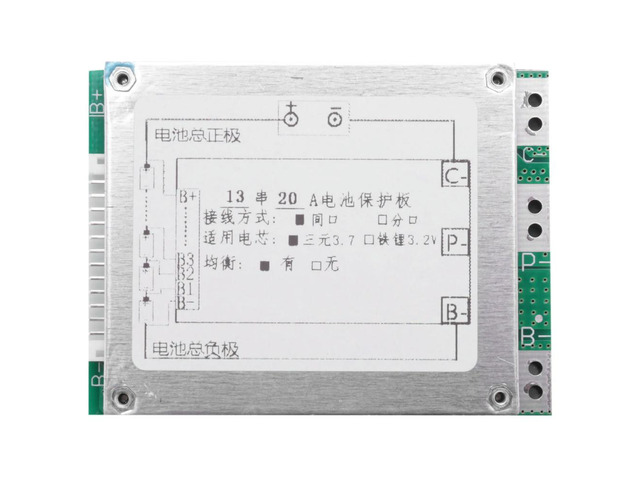 13S 48V 20A Li-Ion Lithium Cell Protection Pcb Board Protection With Balance For E-Bike Electric