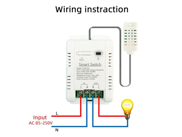 TH-16 Switch Tuya Control with Power Consumption Monitoring Temperature and Humidity Thermostat for