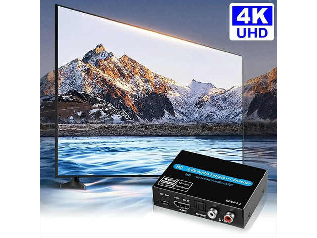 4K 60Hz HDMI2.0 Audio Extractor Support 5.1Ch HDMI2.0 HD-MI to HDMIAudio ARC Switch with Audio Toslink Stereo for TV