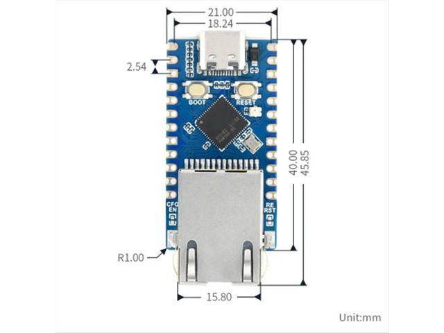 RP2040-ETH Mini Development Board RP2040 Ethernet Port Module for Microcontroller