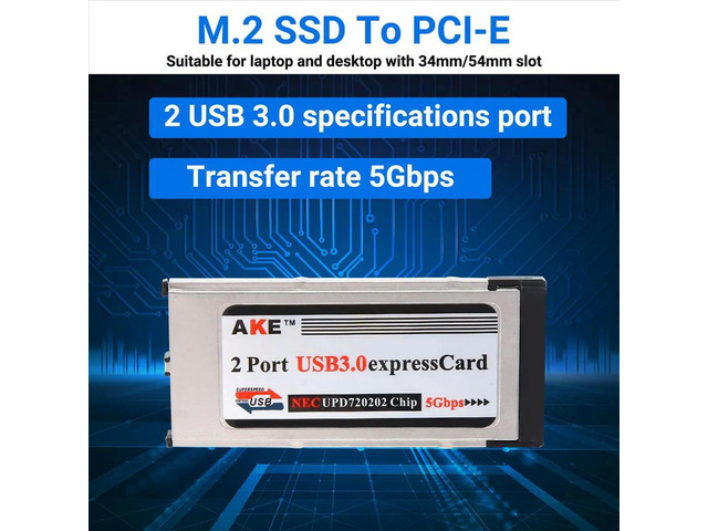 High-Speed Dual 2 Port USB 3.0 Express Card 34mm Slot Express Card PCMCIA Converter Adapter for Laptop Notebook