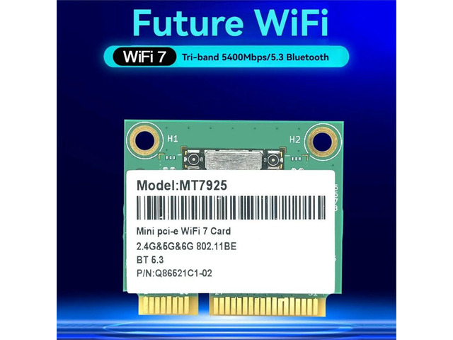 MT7925 7 Network Card 5400Mbps Bluetooth 5.3 Tri Band 2.4G 5Ghz 6GHz 802.11BE Adapter MINI PCIE Card