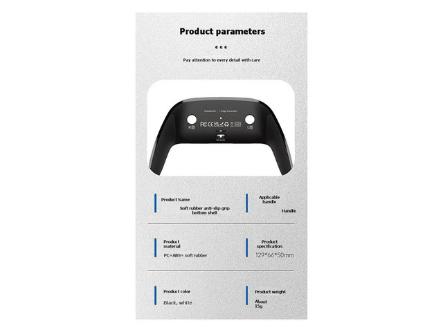 For Edge Top Bottom Decorative Trim Shell Replacement Front Back Clip Shell for Edge Controller Black