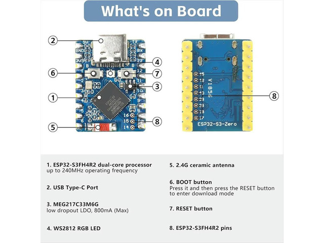 3pcs/Lot - Mini Development, 240MHz Running Frequency, Microcontroller Support C/C++, MicroPython
