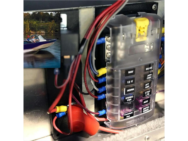 Car Boat Fuse Box Holder 5026 Blade Fuse Block 32V100A 12 Circuit with Ground and Cover
